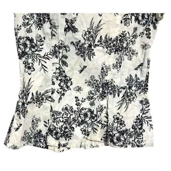 Romy Womens Small Floral Button-Down Blouse With Ruffle Collar Short Sleeves 100 - Picture 8 of 8